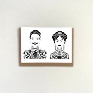Carte de voeux pour un couple tatoué