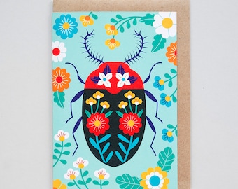 Bright Beetle Greetings Card