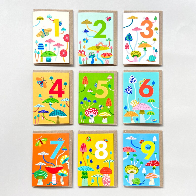 Carte 9e anniversaire Toadstools excentriques pour enfants image 3
