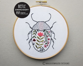 Broderie scarabée, modèle PDF à télécharger