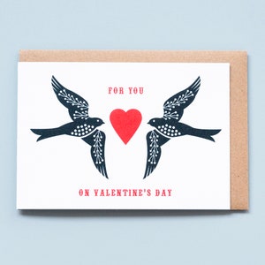 Swallows Valentine card, For You