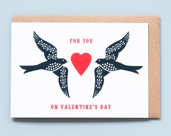 Swallows Valentine card, For You