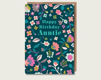 Auntie Happy Birthday Floral Card