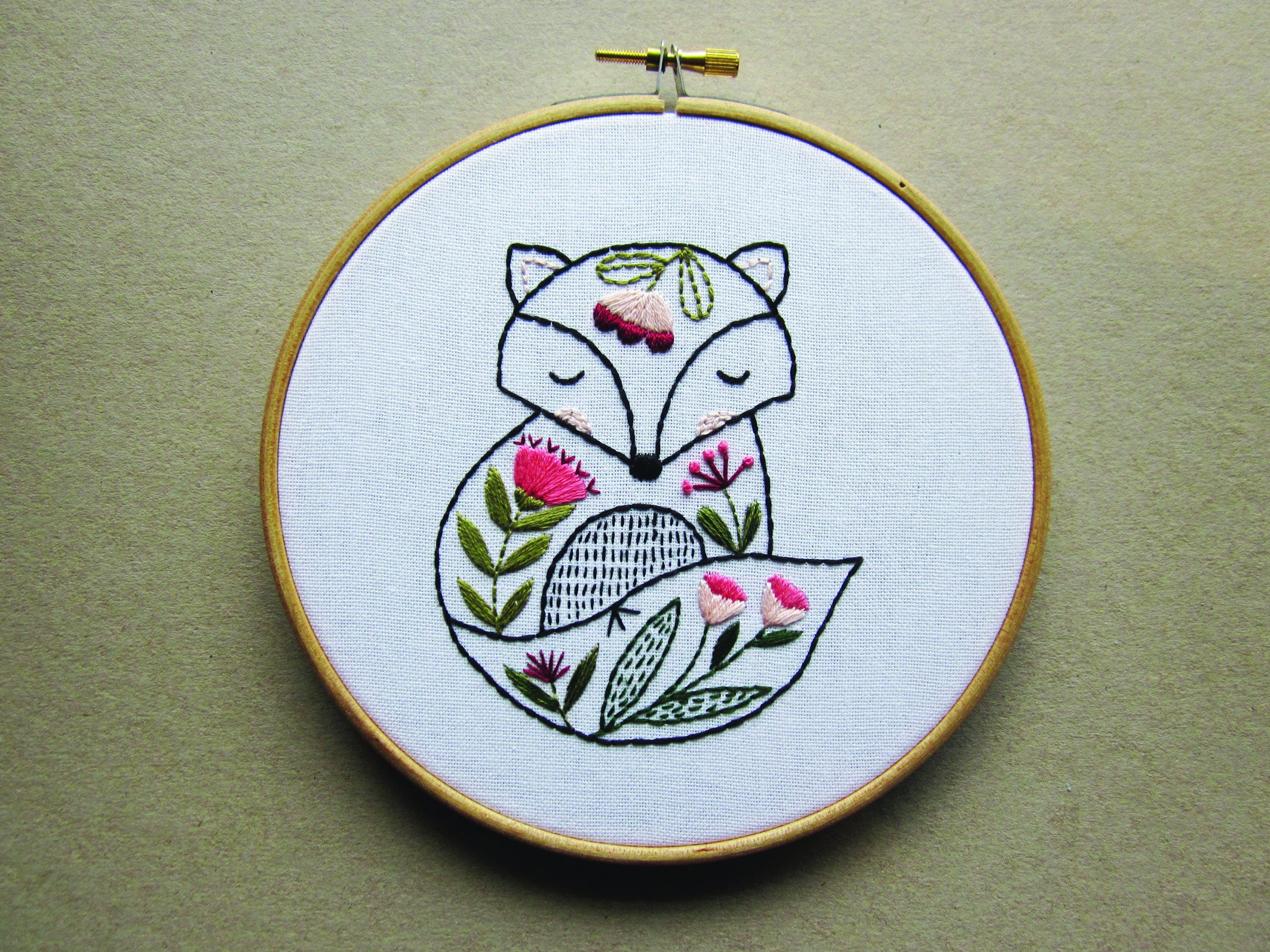 Embroidery craft kit fox design Etsy