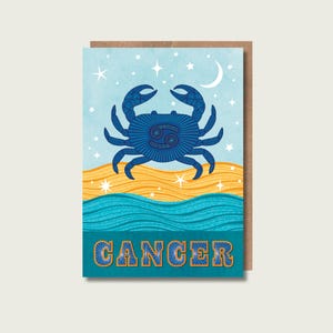 Cancer Star Sign Sternzeichen Gruß-Karte, Astrologie Kunst