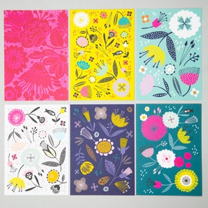 Postcard pack - 6 floral mini art prints