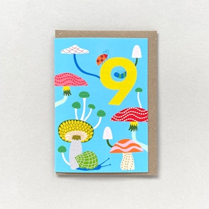 Carte 9e anniversaire Toadstools excentriques pour enfants image 1