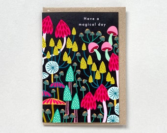 Have a magical birthday card with quirky toadstools