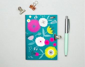 A6 notebook, bold floral patterned journal