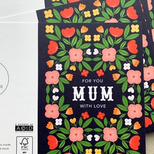 Mum card, For Mum With Love, folky floral design image 4