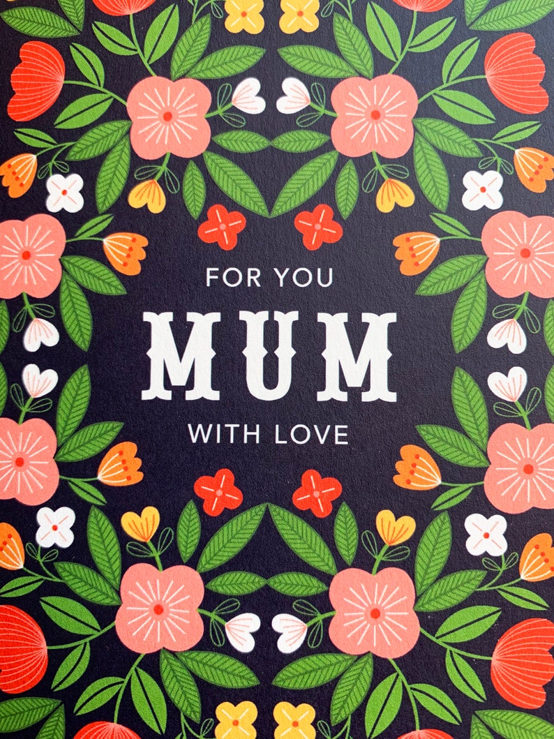 Mum card, For Mum With Love, folky floral design image 3