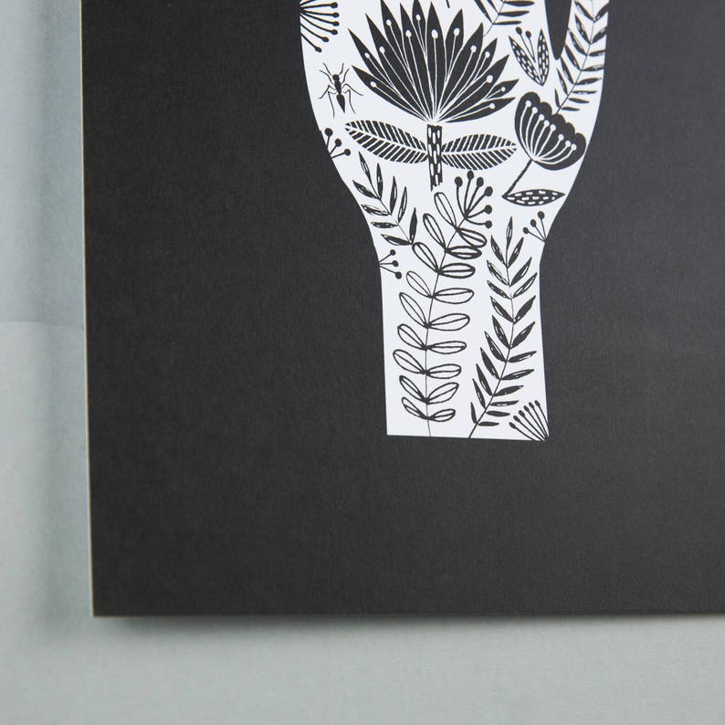 A3 art print, tattoo inspired hand illustration image 4