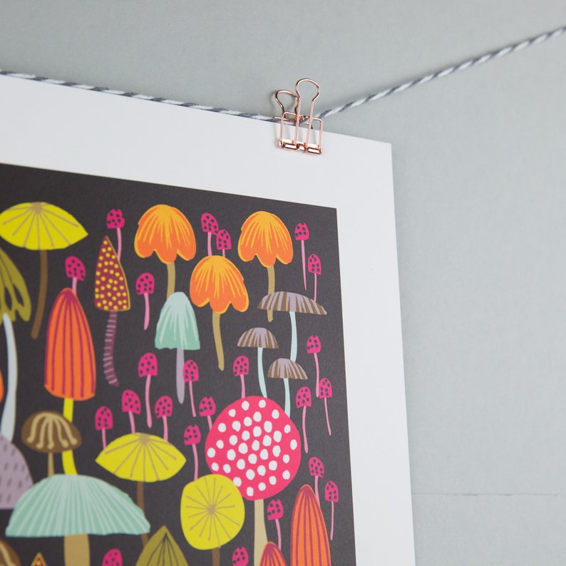 A3 wall art print. toadstool & mushroom illustration image 4