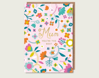 Floral Mother's Day Card, Best Mum Eco Card, birthday card