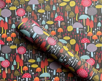 Toadstools gift wrap, wrapping paper, colourful sheet wrap