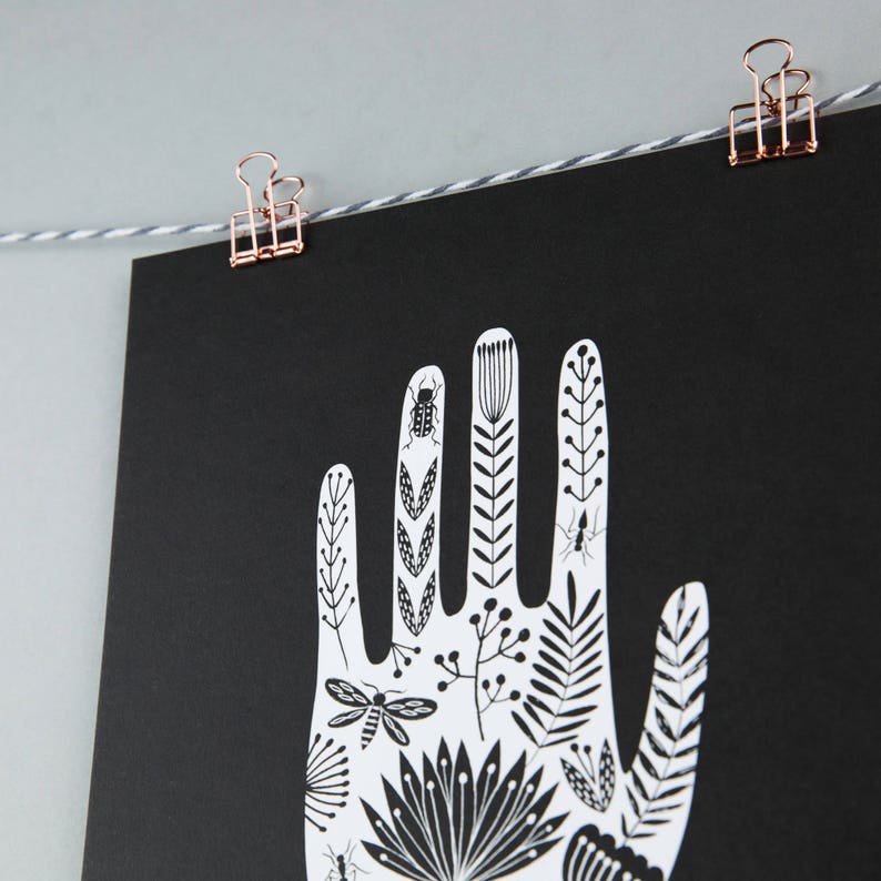 A3 art print, tattoo inspired hand illustration image 2