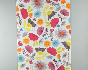 Colourful floral meadow illustrated tea towel