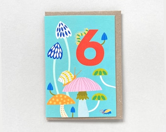 Fun Kid's Illustrated 6th Birthday Card