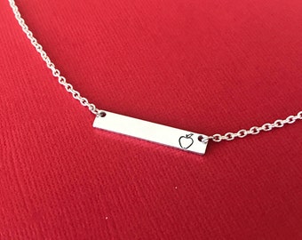 Aluminum bar necklace - An Apple necklace - Teacher's necklace - An apple stamp with/without name necklace