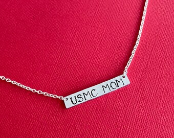 Military Military Mom bar necklace - Army mom necklace -  Navy mom necklace - USMC mom necklace - USAF mom necklace - USCG mom necklace