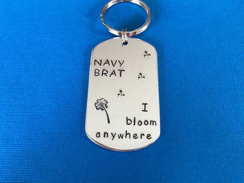 customized personalized Military child keychain military brat and dandelion