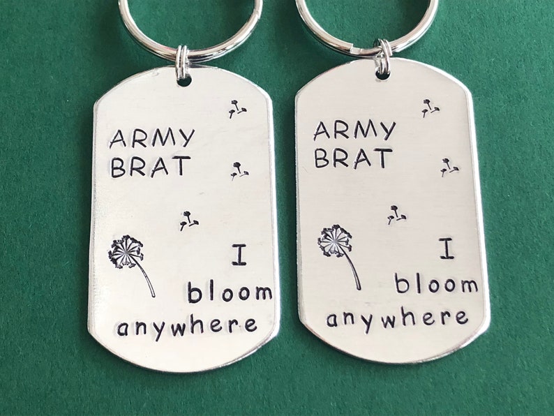 customized personalized Military child keychain military brat and dandelion
