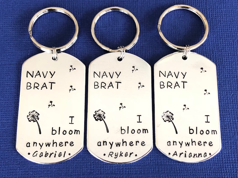 customized personalized Military child keychain military brat and dandelion