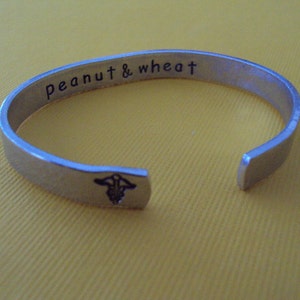 Medical Alert Cuff Bracelet (1/4") - hammered finish - smaller size available