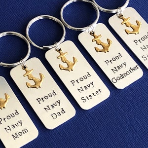 Proud Navy Dad / Proud Navy Brother Keyring with anchor charm sold individually Proud Navy family keyring Navy GrandPa/boyfriend/cousin image 6