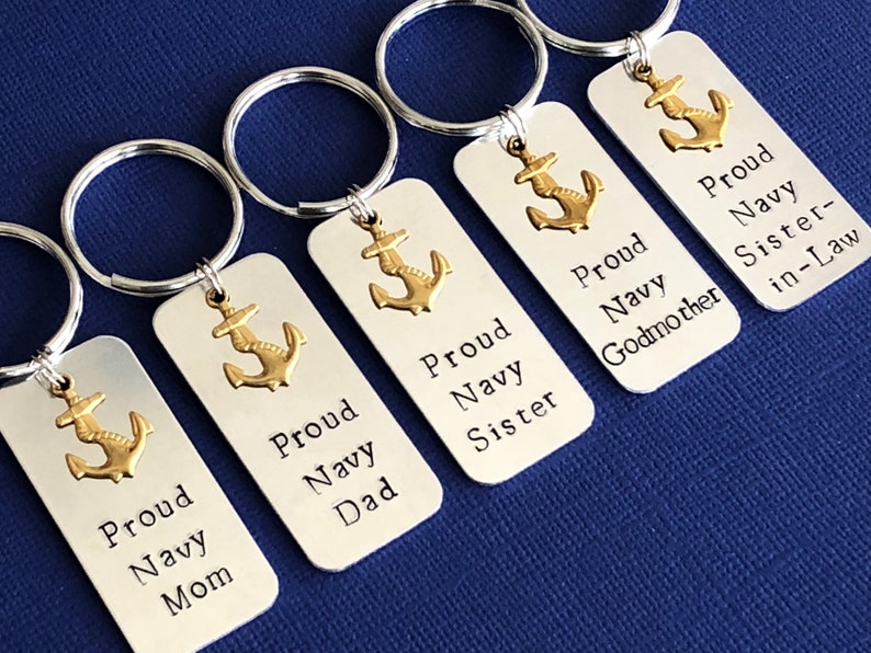 Proud Navy Dad / Proud Navy Brother Keyring with anchor charm sold individually Proud Navy family keyring Navy GrandPa/boyfriend/cousin image 6