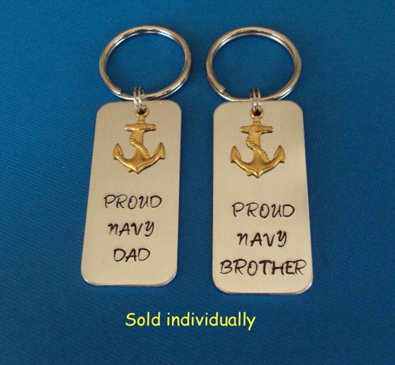 Proud Navy Dad / Proud Navy Brother Keyring with anchor charm sold individually Proud Navy family keyring Navy GrandPa/boyfriend/cousin image 4