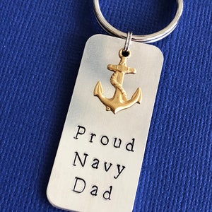 Proud Navy Dad / Proud Navy Brother Keyring with anchor charm sold individually Proud Navy family keyring Navy GrandPa/boyfriend/cousin image 2