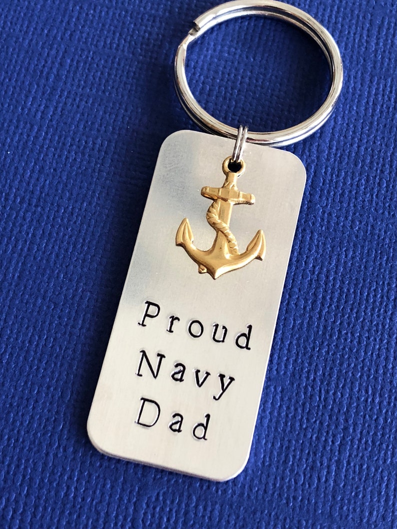Proud Navy Dad / Proud Navy Brother Keyring with anchor charm sold individually Proud Navy family keyring Navy GrandPa/boyfriend/cousin image 2