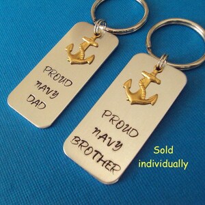 Proud Navy Dad / Proud Navy Brother Keyring with anchor charm sold individually Proud Navy family keyring Navy GrandPa/boyfriend/cousin image 3