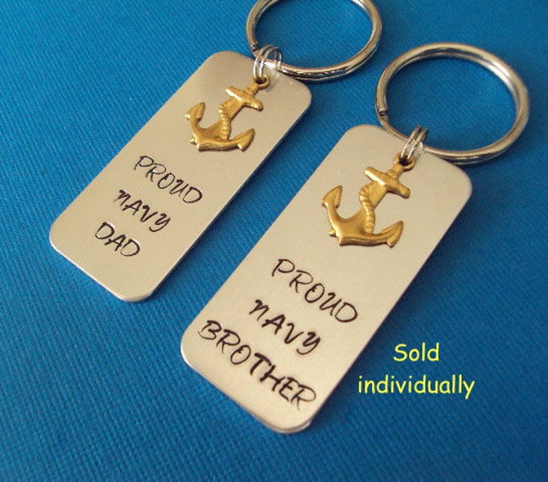 Proud Navy Dad / Proud Navy Brother Keyring with anchor charm sold individually Proud Navy family keyring Navy GrandPa/boyfriend/cousin image 3