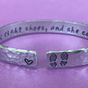 Servicewomen cuff bracelet - Give a girl the right shoes, and she can conquer the world - Female Soldier, Sailor, Marine, Airman, Coastie