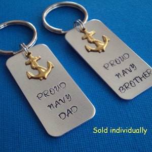 Proud Navy Dad / Proud Navy Brother Keyring with anchor charm sold individually Proud Navy family keyring Navy GrandPa/boyfriend/cousin image 5