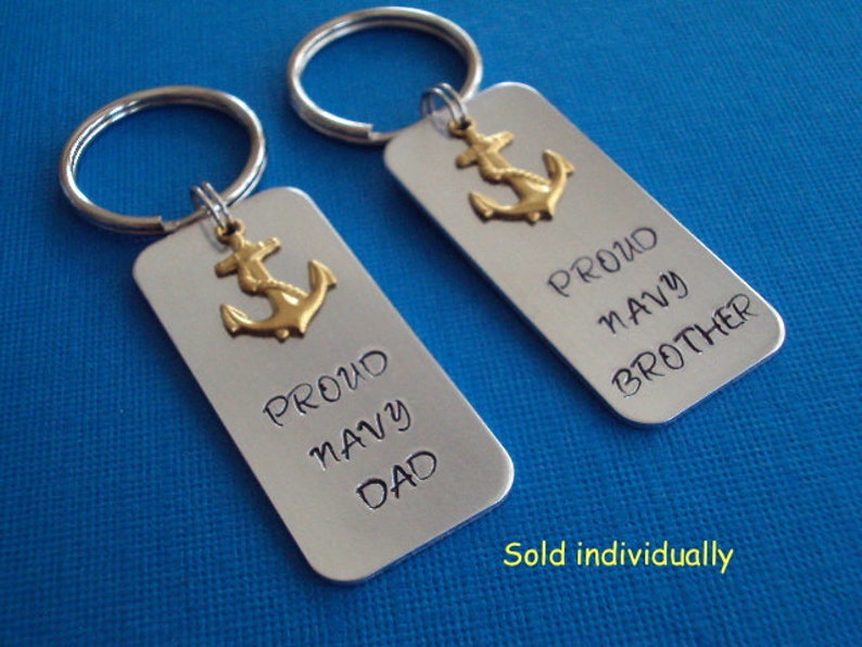 Proud Navy Dad / Proud Navy Brother Keyring with anchor charm sold individually Proud Navy family keyring Navy GrandPa/boyfriend/cousin image 5