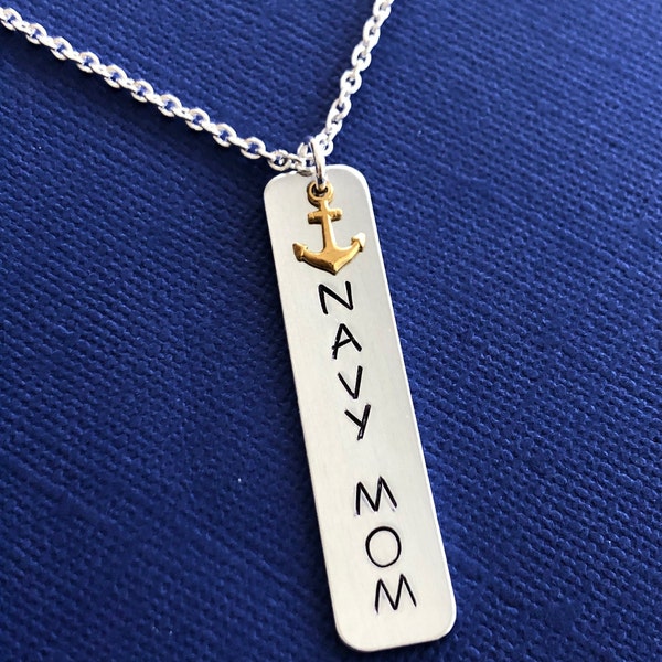 NAVY MOM - Navy family - Aluminum necklace with anchor charm