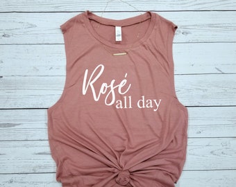 rose all day tank, rose all day, rosé all day, rosé, wine tank top, rose all day shirt, rose tank top, gift for wine lover, brunch tank