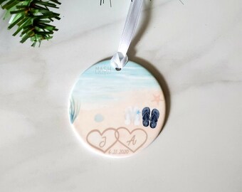beach wedding christmas ornament