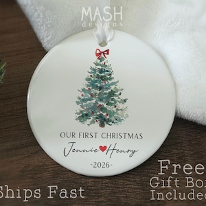 Couples Christmas Ornament, Personalized First Christmas Together, Boyfriend Girlfriend Gift, Custom Ornament with Names