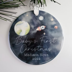 Babys First Christmas Space Ornament, Space Baby, Baby Boy Ornament, Space Theme Ornament, First Christmas Ornament, new baby gift