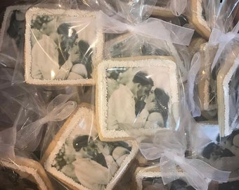 One Dozen Photo Cookies, Wedding, Shower favors