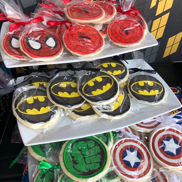 Superhero Cookies, Batman, Spiderman, Superman, Hulk, Captain America, Wonder Woman