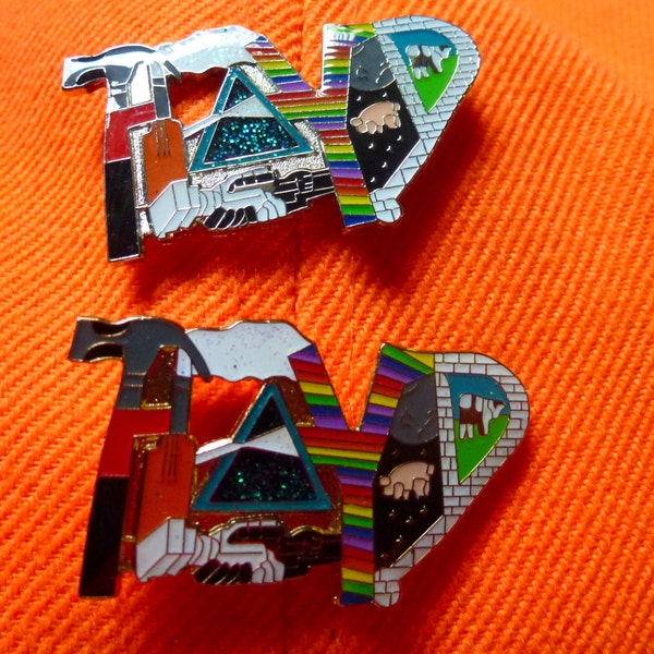 Pink Floyd Hat Pin Set, Antique Copper & Black Nickel Lapel Pins Matching Set