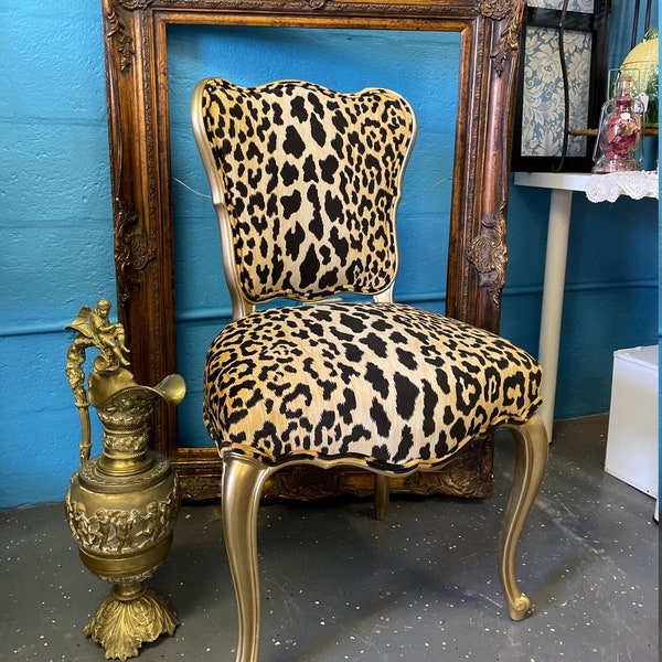 Custom Leopard Animal French Chair