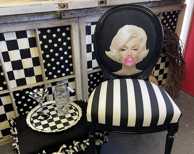Featured listing image: Marilyn Monroe with Pink Bubble French Chair