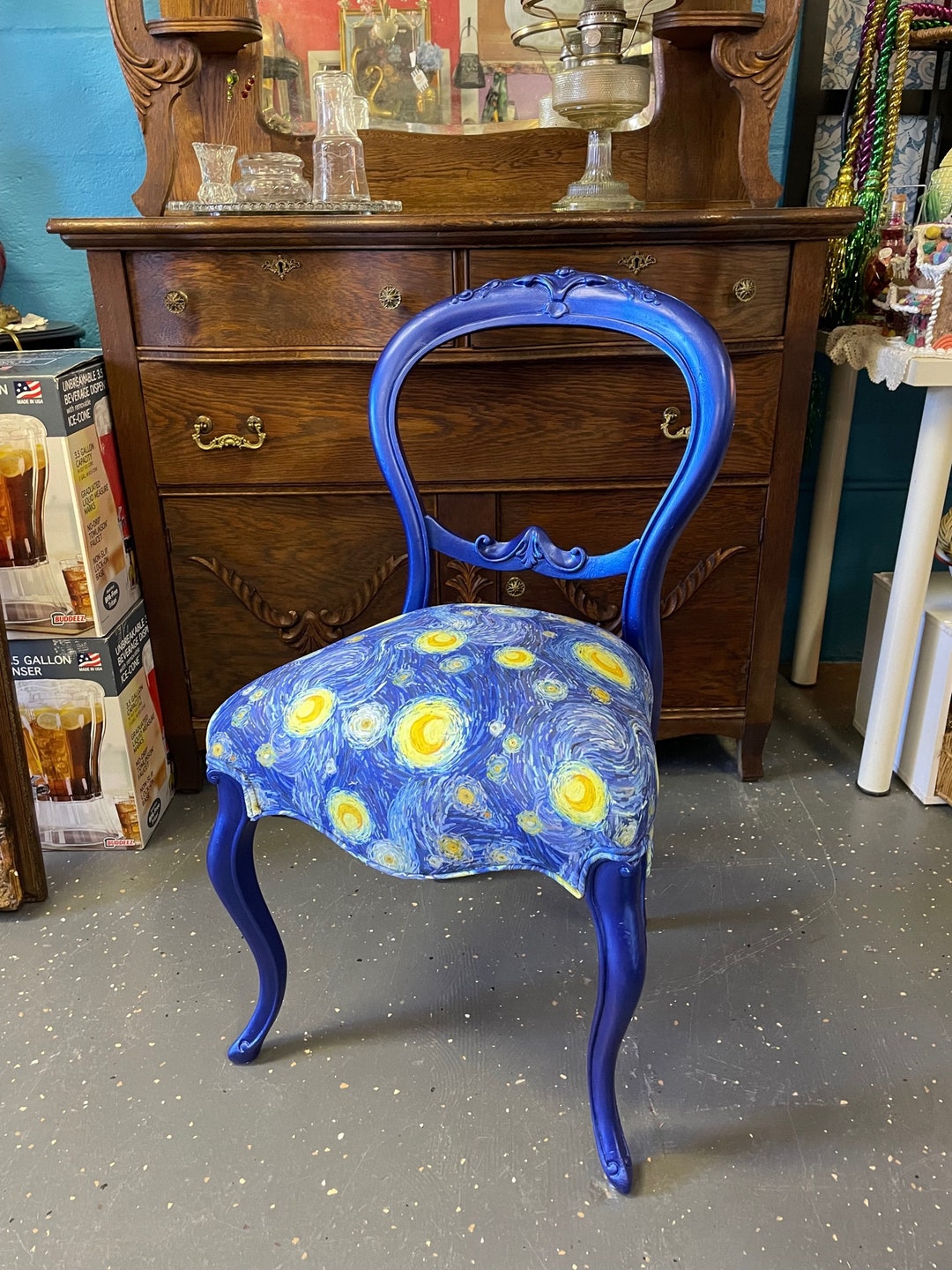 READY TO SHIP Starry Sky Balloon Back Antique Chair Custom - Etsy