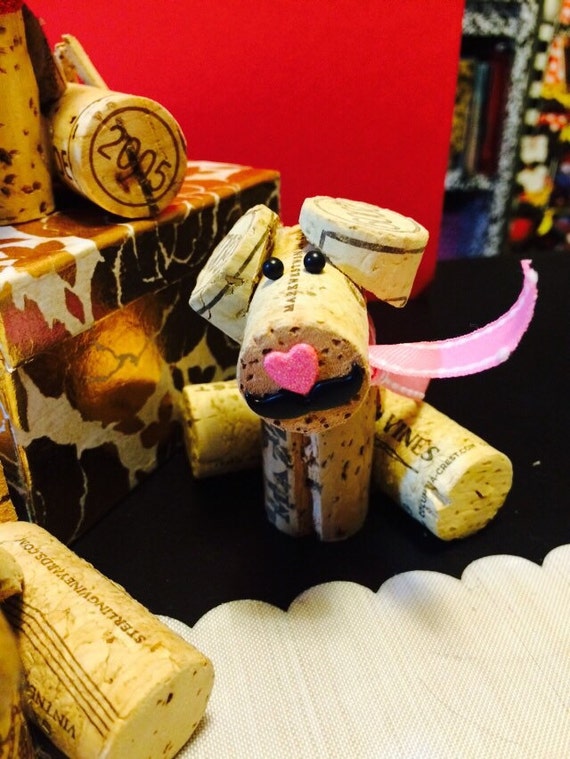 Wine Cork Puppy Dog Etsy